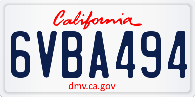 CA license plate 6VBA494