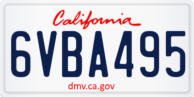 CA license plate 6VBA495