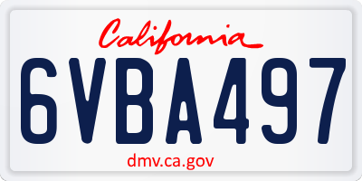 CA license plate 6VBA497