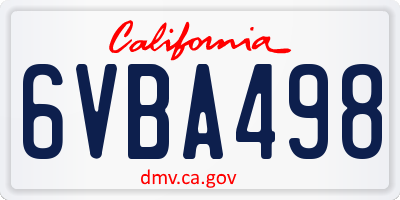 CA license plate 6VBA498