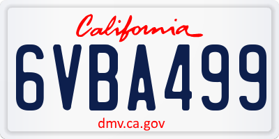 CA license plate 6VBA499