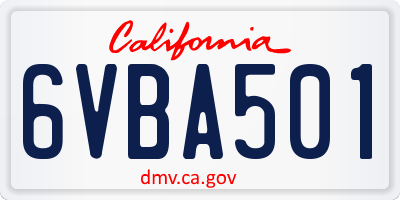 CA license plate 6VBA501