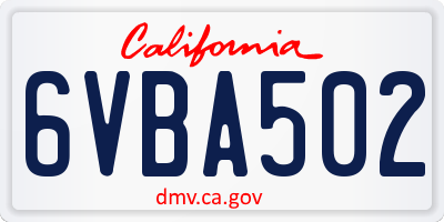 CA license plate 6VBA502