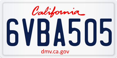 CA license plate 6VBA505
