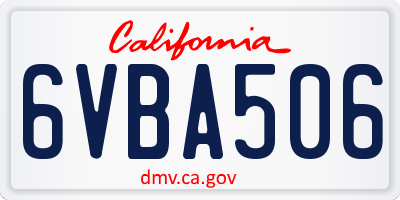 CA license plate 6VBA506