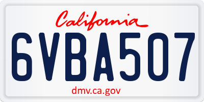 CA license plate 6VBA507