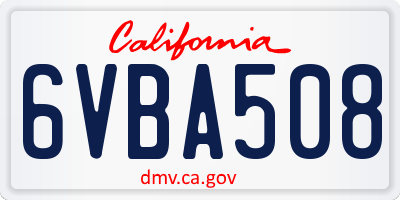 CA license plate 6VBA508