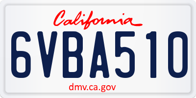 CA license plate 6VBA510