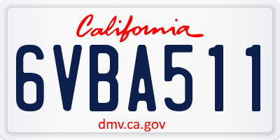 CA license plate 6VBA511