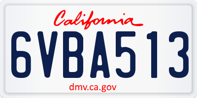 CA license plate 6VBA513