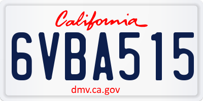 CA license plate 6VBA515