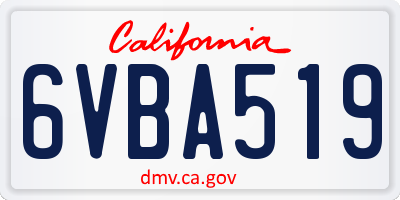 CA license plate 6VBA519