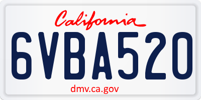 CA license plate 6VBA520