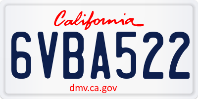 CA license plate 6VBA522