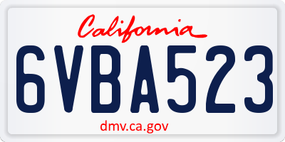 CA license plate 6VBA523