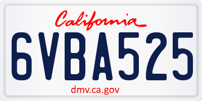 CA license plate 6VBA525