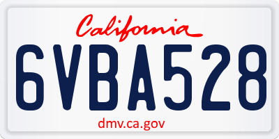 CA license plate 6VBA528