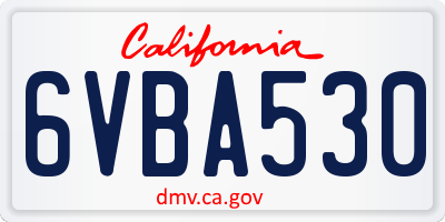 CA license plate 6VBA530