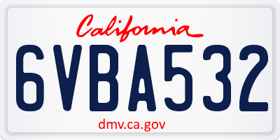 CA license plate 6VBA532