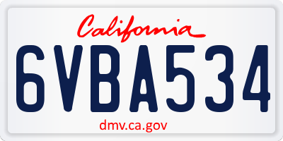 CA license plate 6VBA534