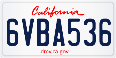 CA license plate 6VBA536