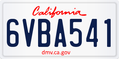 CA license plate 6VBA541