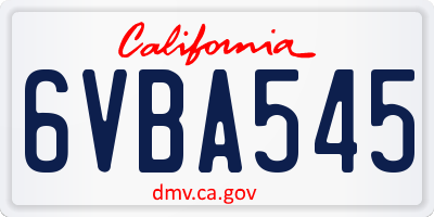 CA license plate 6VBA545