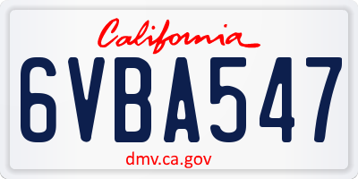 CA license plate 6VBA547