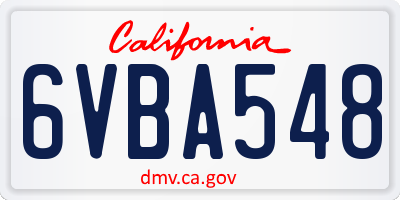 CA license plate 6VBA548
