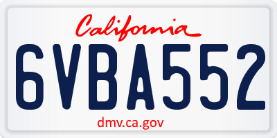 CA license plate 6VBA552