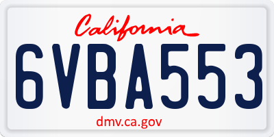 CA license plate 6VBA553