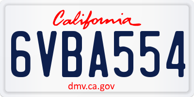CA license plate 6VBA554