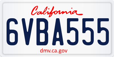 CA license plate 6VBA555