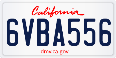 CA license plate 6VBA556