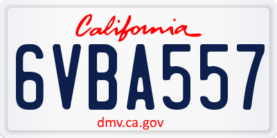 CA license plate 6VBA557