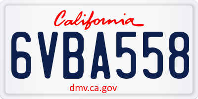 CA license plate 6VBA558