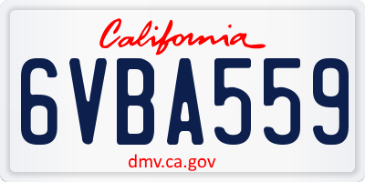 CA license plate 6VBA559
