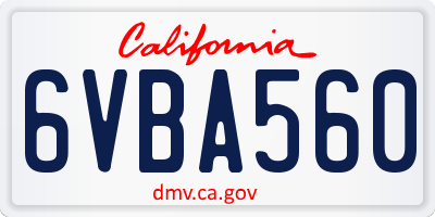 CA license plate 6VBA560