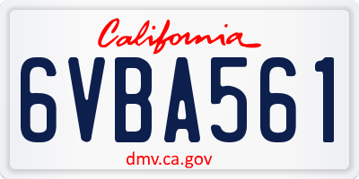 CA license plate 6VBA561