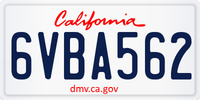 CA license plate 6VBA562