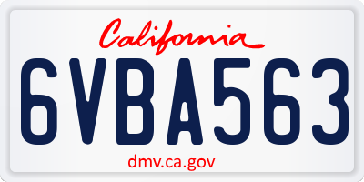 CA license plate 6VBA563