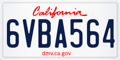 CA license plate 6VBA564