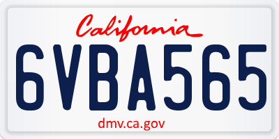 CA license plate 6VBA565