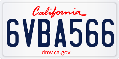 CA license plate 6VBA566