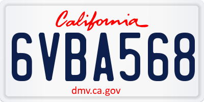 CA license plate 6VBA568