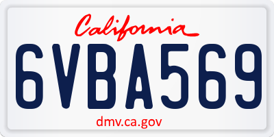 CA license plate 6VBA569