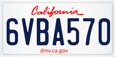 CA license plate 6VBA570