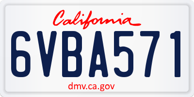 CA license plate 6VBA571