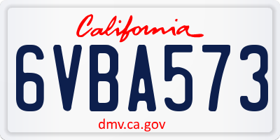 CA license plate 6VBA573