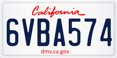 CA license plate 6VBA574